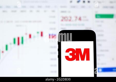 In this photo illustration, the 3M Company logo is displayed on a ...