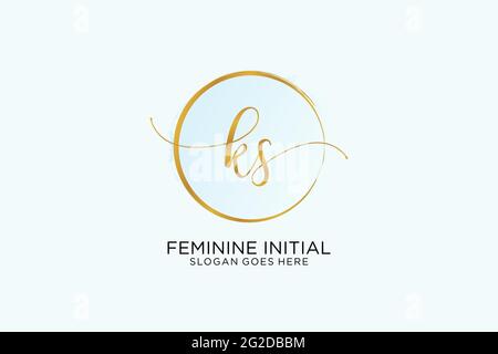 KS handwriting logo with circle template vector logo of initial wedding ...
