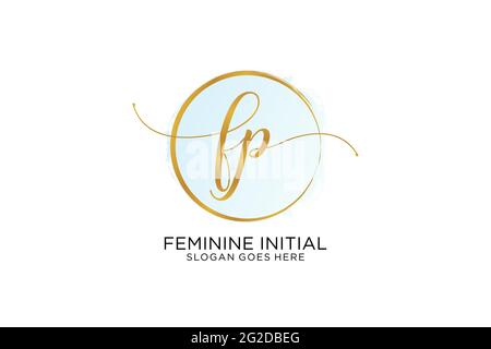 FP handwriting logo with circle template vector signature, wedding ...
