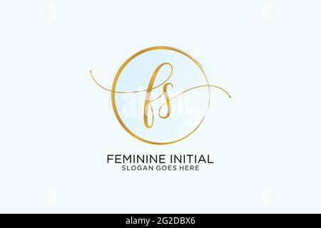 FS handwriting logo with circle template vector signature, wedding, fashion, floral and botanical with creative template. Stock Vector