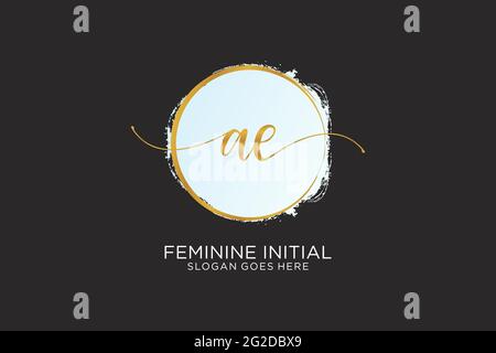 AE handwriting logo with circle template vector signature, wedding ...