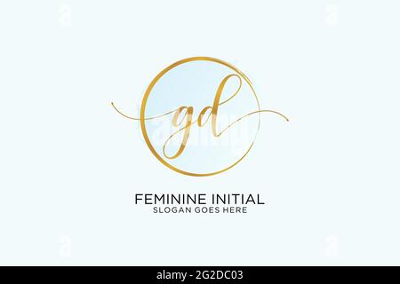 Initial GD handwriting logo with circle template vector signature, wedding, fashion, floral and botanical with creative template. Stock Vector