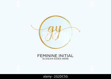 GY handwriting logo with circle template vector signature, wedding, fashion, floral and botanical with creative template. Stock Vector