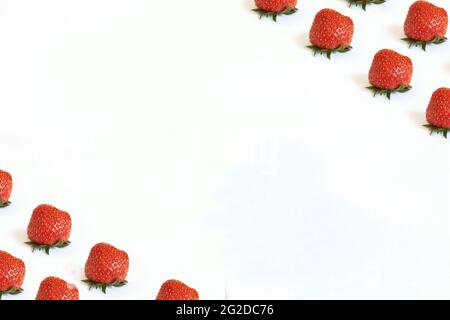 Ripe strawberries, strawberries isolated on white background with copy space. Stock Photo