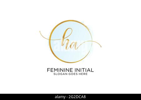 HA handwriting logo with circle template vector logo of initial wedding ...