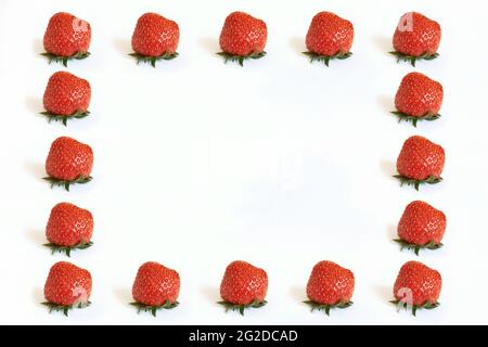 Ripe strawberries, strawberries isolated on white background with copy space. Stock Photo