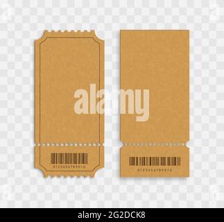 Blank tickets Blank cinema tickets with barcodes isolated. Vector illustration with barcodes isolated. Vector illustration. Stock Vector