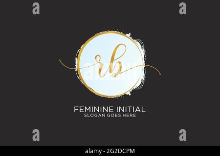 RB handwriting logo with circle template vector signature, wedding, fashion, floral and botanical with creative template. Stock Vector