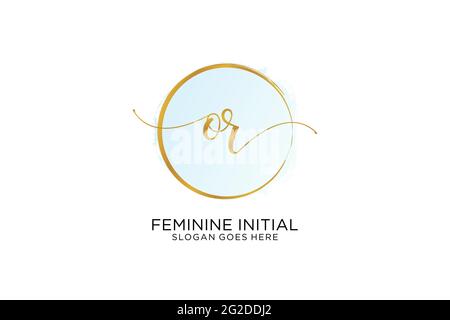 OR handwriting logo with circle template vector signature, wedding, fashion, floral and botanical with creative template. Stock Vector