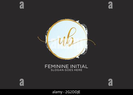 UB handwriting logo with circle template vector signature, wedding, fashion, floral and botanical with creative template. Stock Vector