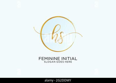 HS handwriting logo with circle template vector signature, wedding, fashion, floral and botanical with creative template. Stock Vector