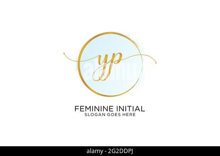 YP handwriting logo with circle template vector signature, wedding, fashion, floral and botanical with creative template. Stock Vector
