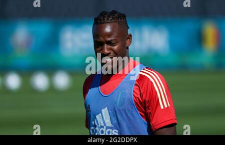 Belgium's Michy Batshuayi pictured during a training session of the Belgian national soccer team Red Devils, in Tubize, Thursday 10 June 2021. The tea Stock Photo