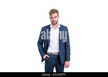 business success. successful man in businesslike suit. professional entrepreneur Stock Photo