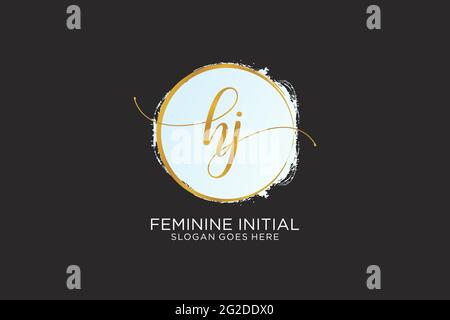 HJ handwriting logo with circle template vector logo of initial wedding ...