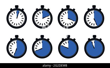 Timers set on white backdrop. Web timer icon. Modern vector design elements set. Countdown  Stock Vector