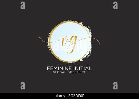 VG handwriting logo with circle template vector signature, wedding ...
