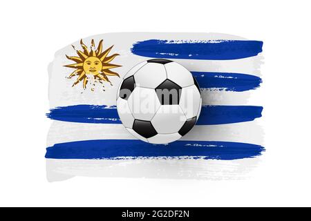 Premium Vector  Flag of uruguay with soccer ball as a background