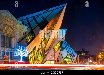 Building exterior architecture of the Royal Ontario Museum or ROM, Toronto, Canada Stock Photo