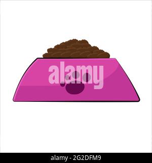 Pet food bowl cartoon illustration. Isolated on white background. Stock Vector
