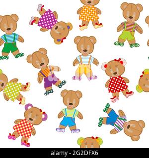 Seamless pattern with teddy bears on white background Stock Vector
