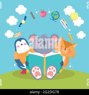 animals school book Stock Vector