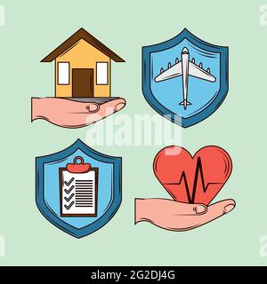 insurance icon set Stock Vector