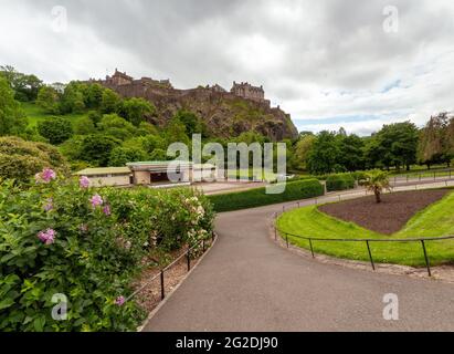 Ross Bandstand was used for live shows and events situated in Princes Street Gardens in the shadow of the historic Edinburgh Castle, Edinburgh, UK Stock Photo