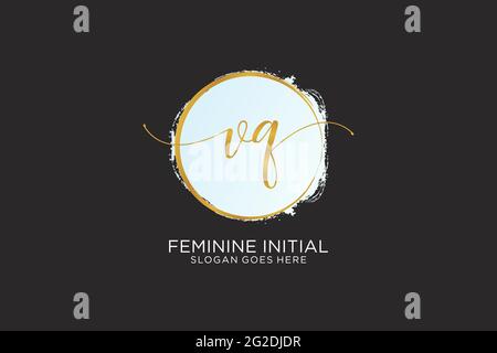VQ handwriting logo with circle template vector logo of initial wedding ...