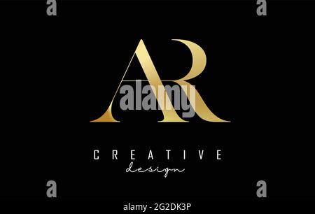 AR a r Letters logo design with golden circle and white leaves on ...