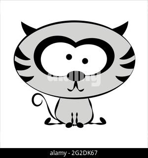 Cute cartoon cat illustration. Isolated on white background. Stock Vector