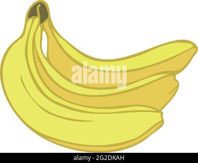 Vector illustration with bunch of bananas isolated on white background. Filled outline style vector. Stock Vector