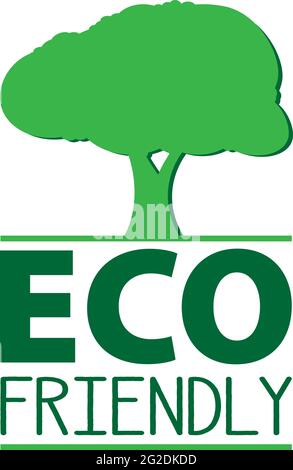 green ECO FRIENDLY logo or label with tree symbol vector illustration Stock Vector