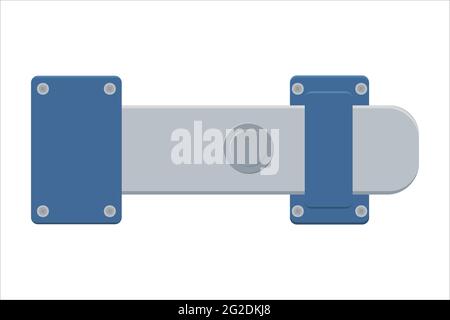 Door latch,  sliding lock with dead bolt in flat style.  Isolated on white background. Vector illustration. Stock Vector