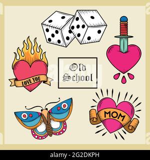 old school tattoo set Stock Vector