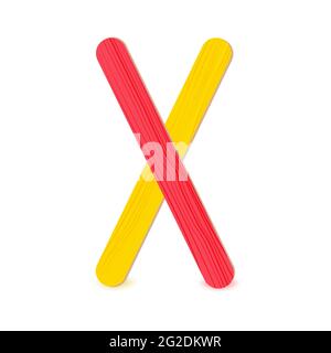 Isolated items on white background.Realistic 3D wooden colored, or plastic sticks. Stock Vector