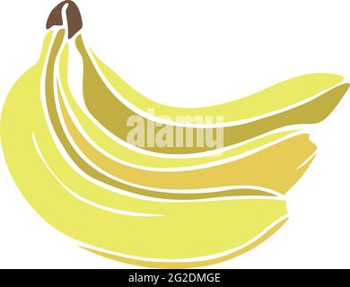 Vector illustration with ripe bunch of bananas. Bananas isolated on a white background. Vegan food. Stock Vector
