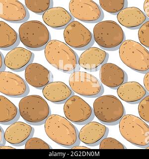 Potatoes repeating pattern, editable vector template Stock Vector