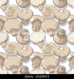 Mushrooms  repeating pattern, editable vector template Stock Vector