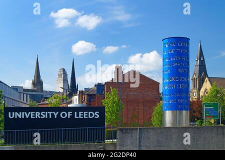 UK, West Yorkshire, Leeds, University of Leeds from the other side of Inner Ring Road Stock Photo