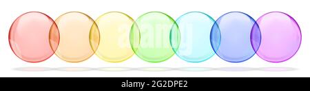 Collection of rainbow colored transparent round bubbles Stock Vector