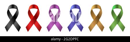 Vector set of colorful vector ribbons, isolated on a white background. Stock Vector