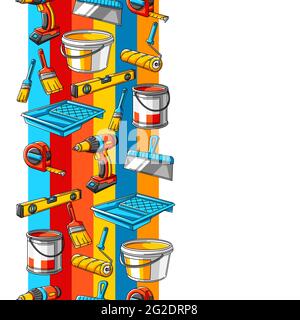 Seamless pattern with repair working tools. Equipment for construction industry. Stock Vector