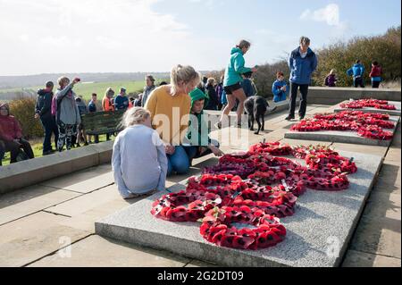 A ceremony takes place at the Chattri in Brighton on the south downs for remembrance day Stock Photo