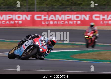 Le Mans, Sarthe, France. 10th June, 2021. ERC Endurance Ducat - ETIENNE MASSON (FRA) in action during the 44th edition of the 24 hours motorcycle of Le Mans at circuit Bugatti - Le Mans - France. Credit: Pierre Stevenin/ZUMA Wire/Alamy Live News Stock Photo