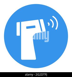 Contactless Infrared Thermometer vector white glyph icon. Medicine and medical support sign. Graph symbol for medical web site and apps design, logo, Stock Vector