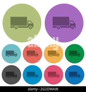 Freight car side view darker flat icons on color round background Stock Vector