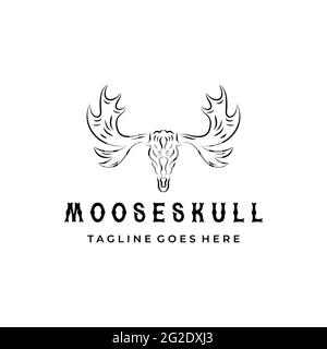 Moose Deer elk skull logo vector icon illustration design Stock Vector