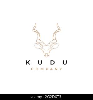 Kudu line art logo design vector Stock Vector