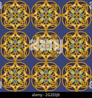Color pattern in oriental style for printing. Luxurious ornament - palace, for a mosque, decoration of architecture. Vector illustration. Stock Vector
